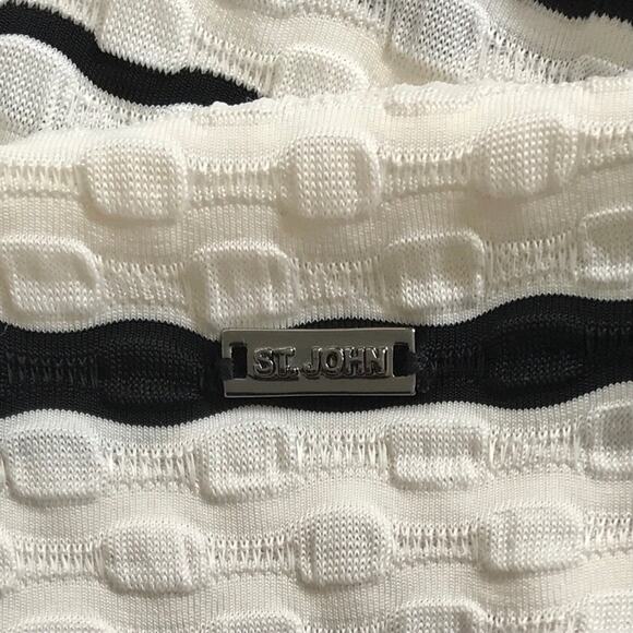 St John Striped Red Cream and Black Lightweight Textured Blouse Top - Picture 5 of 8